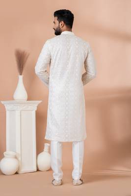 Sequence and Embroidery Work Kurta Pyjama Set 4