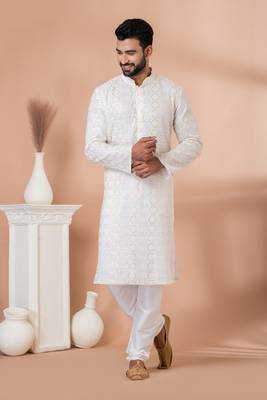 Sequence and Embroidery Work Kurta Pyjama Set 1