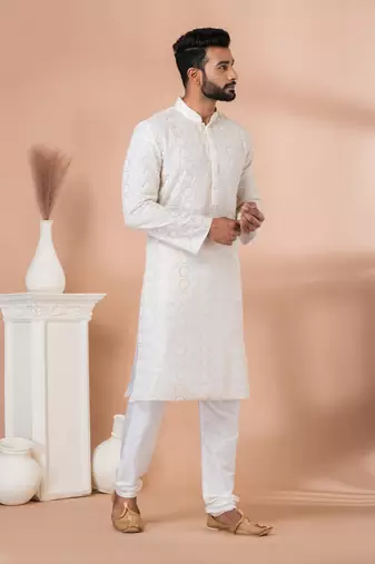 Sequence and Embroidery Work Kurta Pyjama Set