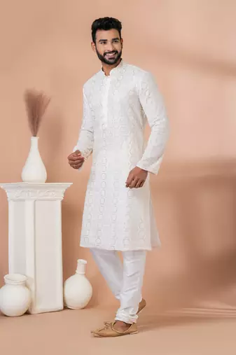 Sequence and Embroidery Work Kurta Pyjama Set