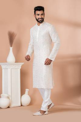 Sequence and Embroidery Work Kurta Pyjama Set 3