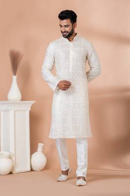 Sequence and Embroidery Work Kurta Pyjama Set 1