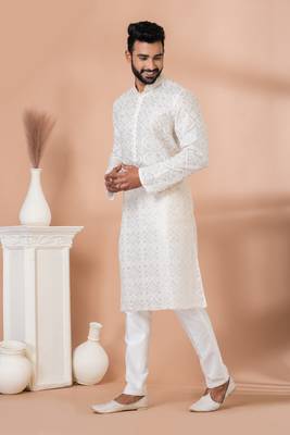 Sequence and Embroidery Work Kurta Pyjama Set 3