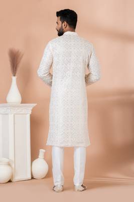 Sequence and Embroidery Work Kurta Pyjama Set 4