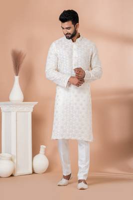 Sequence and Embroidery Work Kurta Pyjama Set 1
