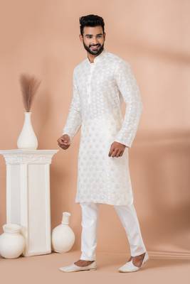 Sequence and Embroidery Work Kurta Pyjama Set 3