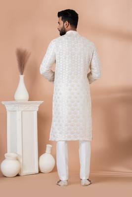 Sequence and Embroidery Work Kurta Pyjama Set 4