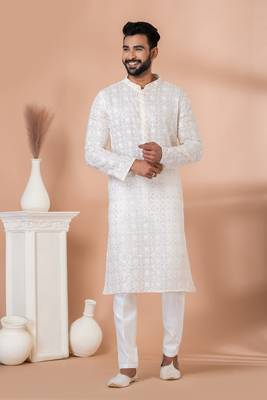 Sequence and Embroidery Work Kurta Pyjama Set 1