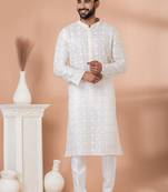 Sequence and Embroidery Work Kurta Pyjama Set