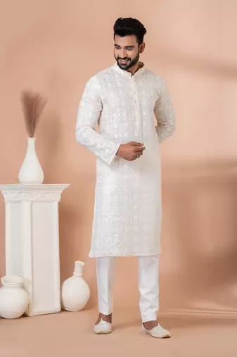Sequence and Embroidery Work Kurta Pyjama Set