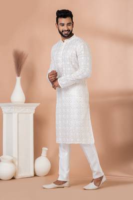Sequence and Embroidery Work Kurta Pyjama Set 3
