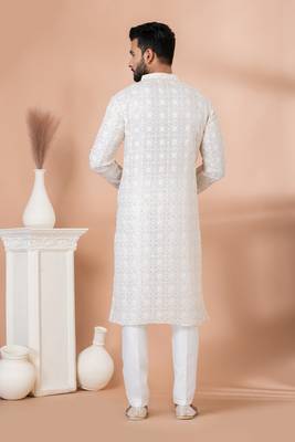 Sequence and Embroidery Work Kurta Pyjama Set 4