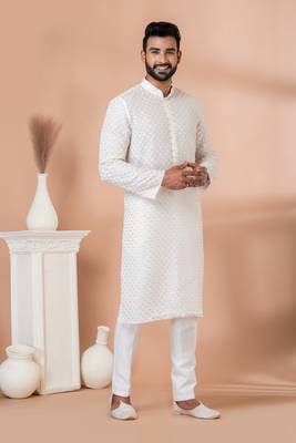 Sequence and Embroidery Work Kurta Pyjama Set 1