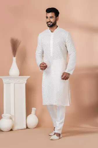 Sequence and Embroidery Work Kurta Pyjama Set