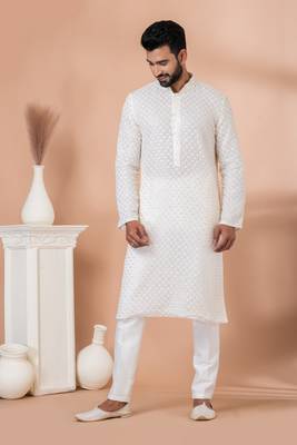 Sequence and Embroidery Work Kurta Pyjama Set 3