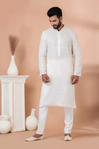 Sequence and Embroidery Work Kurta Pyjama Set