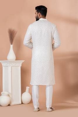 Sequence and Embroidery Work Kurta Pyjama Set 4
