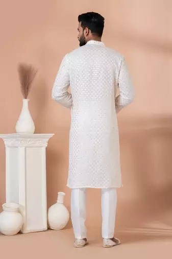 Sequence and Embroidery Work Kurta Pyjama Set