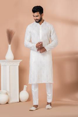 Sequence and Embroidery Work Kurta Pyjama Set 1