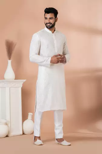 Sequence and Embroidery Work Kurta Pyjama Set