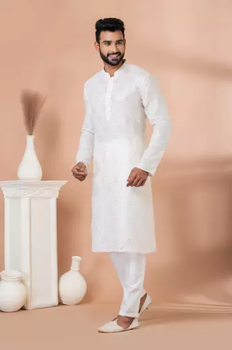 Sequence and Embroidery Work Kurta Pyjama Set