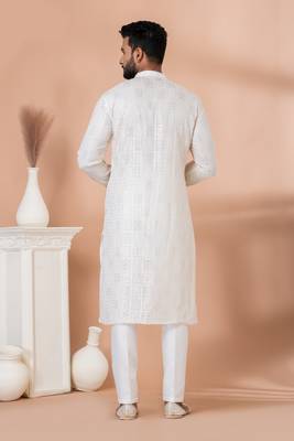 Sequence and Embroidery Work Kurta Pyjama Set 4