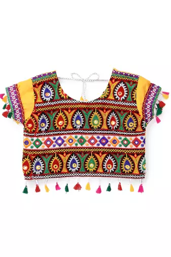 Banjara India Kutchi Embroidered Girls Chaniya Choli with Dupatta (CC1-RJS) - Red