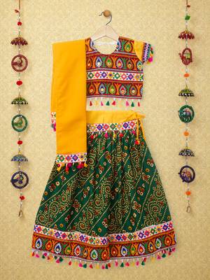 Banjara India Kutchi Embroidered Girls Chaniya Choli with Dupatta (CC1-RJS) - Green 6