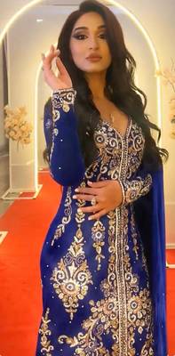 Blue Handcrafted Zari work Stitched Georgette Kaftan Party Dress 4