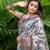 Women's grey digital print art silk regular saree with unstiched blouse piece