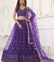 purple sequins butterfly net party lehenga set choli with dupatta