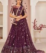 Excellent Wine Sequins Net Designer Lehenga Choli With Dupatta