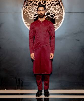 Plum Scattered Kurta Set 1
