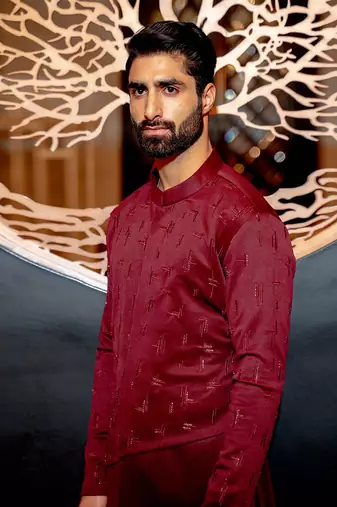 Plum Scattered Kurta Set