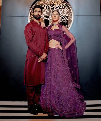 Plum Scattered Kurta Set 3