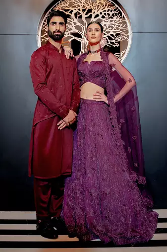 Plum Scattered Kurta Set