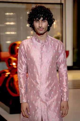 Onion Pink Geometric Kurta Set