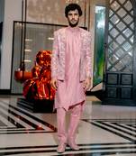 Onion Pink Abstract Floral Open Jacket Set