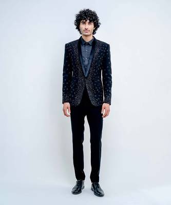Black Metallic Scattered Jacket Set 1