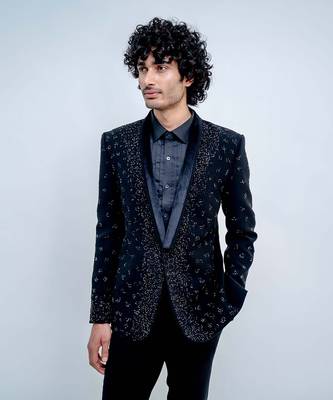 Black Metallic Scattered Jacket Set 2