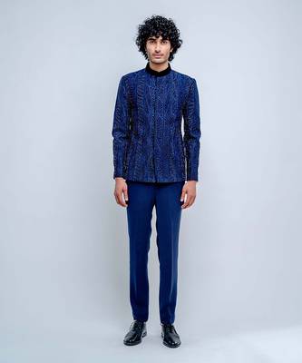 Sapphire Blue Midnight Bandhgala Set 1