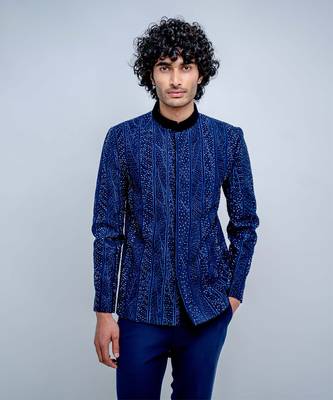 Sapphire Blue Midnight Bandhgala Set 2