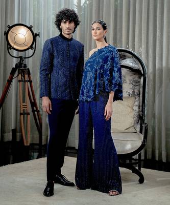 Sapphire Blue Midnight Bandhgala Set 3