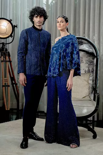 Sapphire Blue Midnight Bandhgala Set