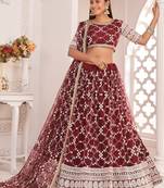 Outstanding Maroon Sequins Net Wedding Wear Lehenga Choli With Dupatta