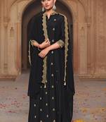 Black Embroidered Art Silk  Anarkali Suit Free size full stitched Up To 42" Size