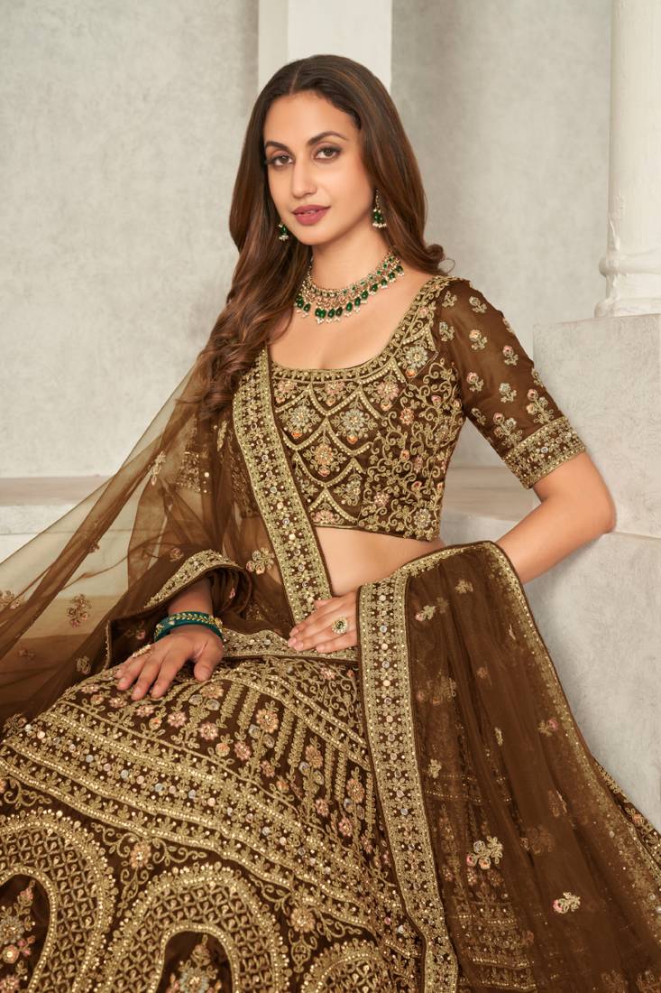 Mustard Organza Net Lehenga Choli set with Dupatta