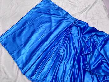 Royal Blue Colour Pure Satin Fabric Ready To Wear Saree WITH UN-STITCHED BLOUSE 3
