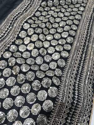 Black Zari Dori Sequins Embroidered Georgette Party And Festive Saree 5
