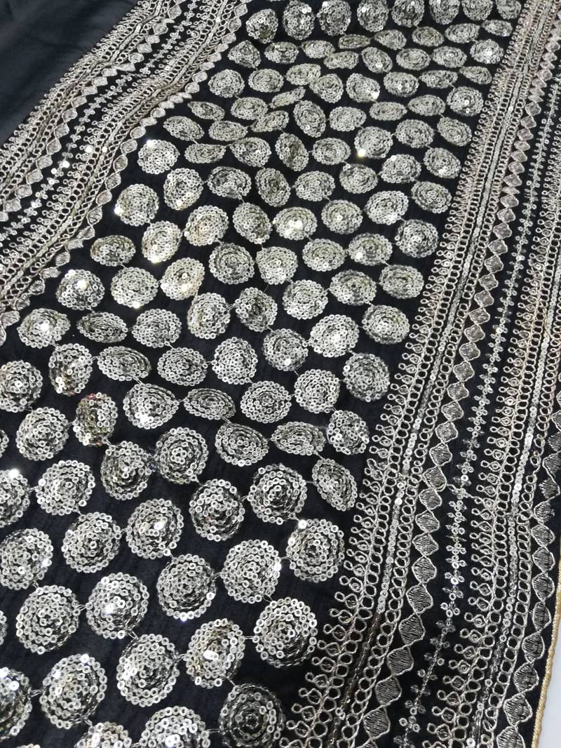 Black Zari Dori Sequins Embroidered Georgette Party And Festive Saree